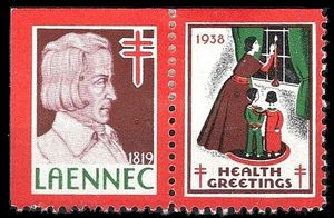 1938년 발행된 크리스마스 씰에 기념된 라에네크