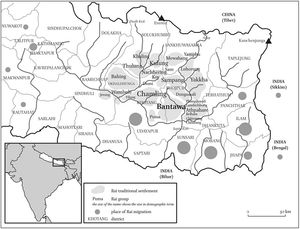 네팔 동부의 라이어 사용 집단 전통 거주 지역