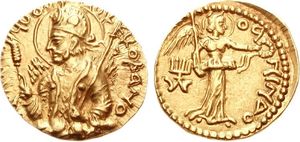 후비슈카의 동전에 묘사된 니케(Οα νηνδο)