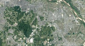 교타나베 시 중심부 항공사진 (2021년)