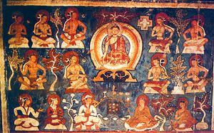 아촉불과 빛의 십자가(마니교의 상징)가 있는 아비라티