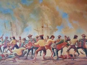 브루나이가 유럽의 확장에 맞서 주권을 방어했던 카스티야 전쟁(1578~1580)의 한 장면