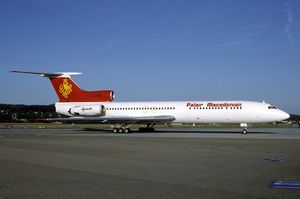 1992년 취리히 공항의 팔레어 마케도니아 항공(Palair Macedonian) 소속 투폴레프 Tu-154B-1