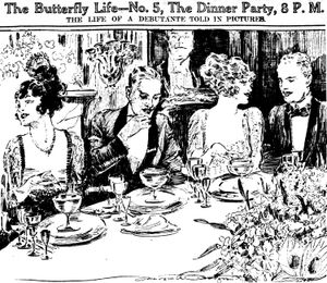 기자 겸 화가 마거릿 마틴이 1920년에 그린 스케치로, 이 그림에서 상차림이 눈에 띈다. 세인트루이스 포스트-디스패치