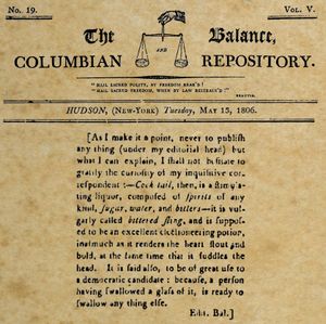 최초로 알려진 칵테일의 정의, 해리 크로스웰(Harry Croswell)에 의해