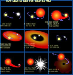 Ia형 초신성의 형성 과정.