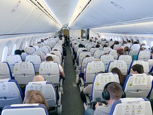 스쿠트의 보잉 787-8 항공기 이코노미 클래스 객실