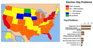선거 당일 선거 사건 보고 시스템에 보고된 문제 지도