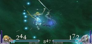 지단 트라이벌과 세피로스가 등장하는 디시디아 파이널 판타지의 전투 장면