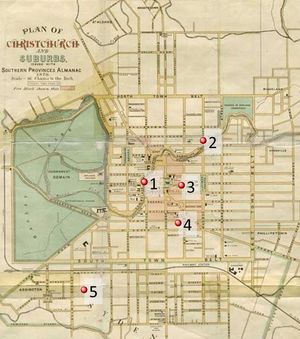 셰퍼드 관련 장소:1) 케이트 셰퍼드 국립 기념관 2) 매드러스 스트리트 주택 3) 트리니티 교회 4) 투암 스트리트 홀 5) 애딩턴 묘지