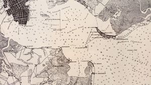 찰스턴 항구 방어 지도의 섬터 국립 기념물 표지판