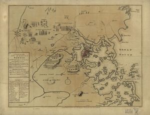 1775년 렉싱턴-콩코드 전투와 보스턴 포위전 지도