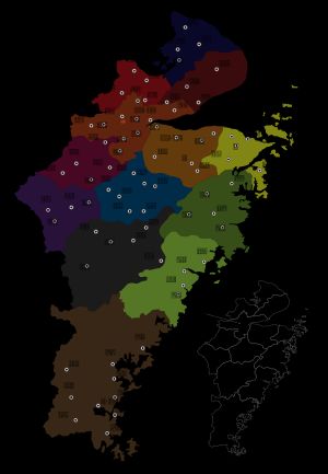 978년 송(宋)에 병합되기 전 오월의 영토