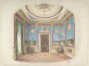 1899년 설립된 영국 장식가 협회(Institute of British Decorators) 회장인 존 디블리 크레이스(John Dibblee Crace)가 디자인한 실내