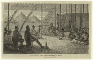 스피크가 그랜트를 우간다의 왕대비에게 소개하는 모습