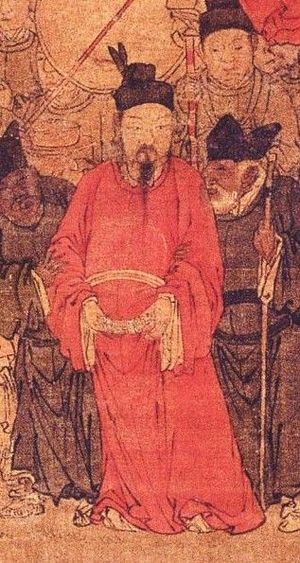 "왕셴에서 황제를 맞이함" 望賢迎駕圖, 아마도 13세기 그림, 당 숙종의 세부 묘사.