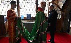 푸틴의 5번째 취임식 후 모스크바 크렘린의 아나운시에이션 대성당에서 푸틴과 대화하는 키릴 (2024년 5월 7일)