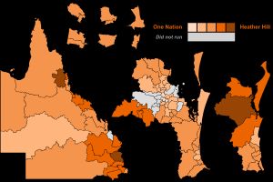 각 선거구에서 원 네이션이 획득한 선호투표 1순위 비율