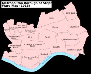 1900년에 설립된 스텝니의 메트로폴리탄 자치구에서 스피탈필즈 구역은 두 개의 구역을 형성했다.