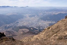 유후시의 번화가.유후다케 산에서 촬영.