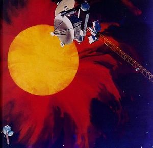 1981년 두 개의 ISPM 탐사선 중 하나가 태양 궤도를 돌고 있는 개념도