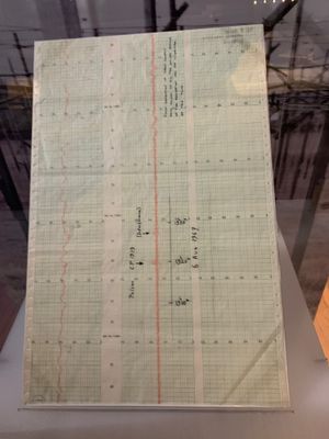 벨 버넬이 처음 펄서의 증거를 인식한 차트, 케임브리지 대학교 도서관에 전시