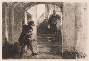 발타사르 제라르가 빌럼 1세를 사격하는 모습