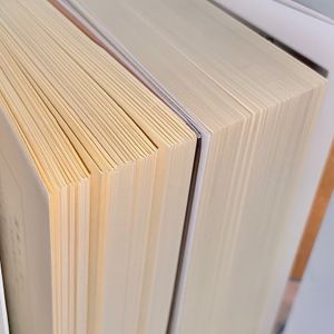 왼쪽은 이와나미 문고에서 천(天) 언컷으로 제본되어 있는 책. 오른쪽은 비교용 삼면 재단으로 제본된 단행본(고단샤 학술 문고)이다.