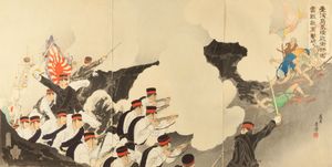 일본의 대만 침공을 묘사한 미기타 도시히데의 우키요에 삼연작