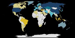 우주 비행 능력을 가진 국가 지도