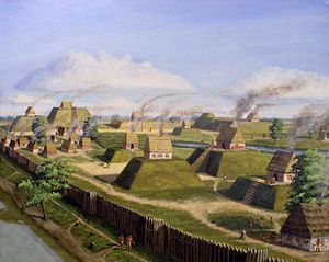 미시시피 문화의 축대 건축물. 머스코기족을 포함한 아메리카 원주민 도시 유적이다.