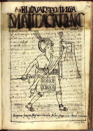 마이타 카팍(Mayta Cápac)의 그림, 구아만 포마가 제작.