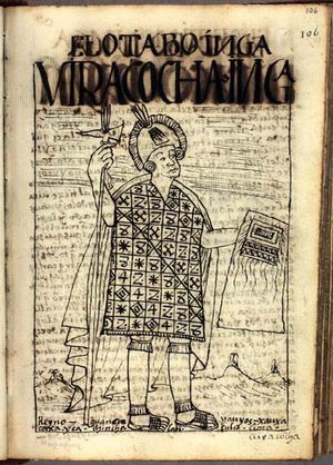 구아만 포마가 그린 비라코차 잉카의 그림.