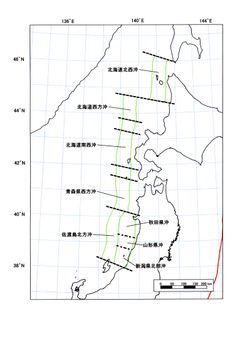 동해 동연 변동대의 지구조선을 그린 지도