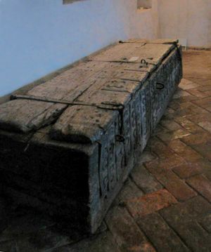 요한 테첼의 헌금함. 현재 독일 위터보크의 성 니콜라우스 교회에 전시되어 있다.