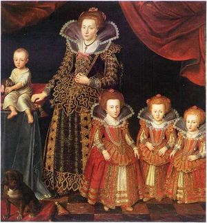 야코프 판 도르트(Jacob van Doordt)가 1623년에 그린 키르스텐 뭉크와 자녀들.