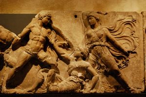 BM 537 아킬레우스(왼쪽)와 펜테실레이아(땅 위).