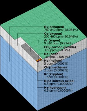 대기 조성을 큐브 형태의 차트로 제작한 것이다.
