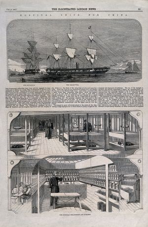 더 일러스트레이티드 런던 뉴스의 영국 해군 최초의 현대식 병원선 HMS 멜버른호에 대한 발췌문