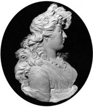 피터 로우(Peter Rouw)의 1795년경 밀랍 초상화 부조, 샬럿 어거스타 마틸다 왕녀, 국립 초상화 미술관, 런던, NPG 2174