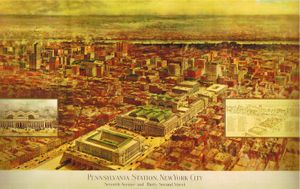 녹색 지붕을 가진 뉴욕의 펜실베이니아역은 모넬로 만들어졌습니다.