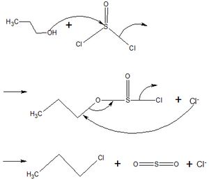 SOCl2를 이용한 1차 알코올의 RCl 생성