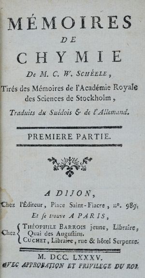 Mémoires de chymie, 1785, 클로딘 피카르데 부인의 프랑스어 번역