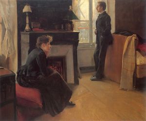 산티아고 루시뇰(Santiago Rusinol)의 「여름 소나기」(1891년). 발라동과 미겔이 모델이다.
