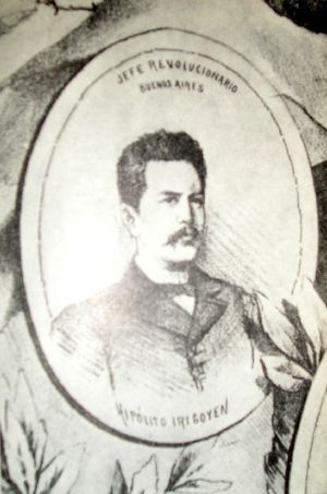 1893년 혁명 지도자 이폴리토 이리고옌. 에두아르도 소호가 그린 스케치로, 돈키호테 잡지에 게재됨.