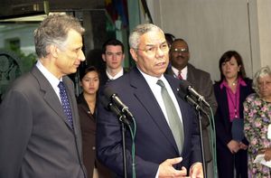 도미니크 드 빌팽과 미국의 콜린 파월 국무장관(2003년)