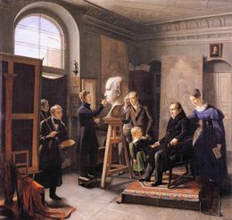 문학가 루트비히 티크의 소상을 제작하는 다비드 당제(화) 포겔 폰 포겔슈타인