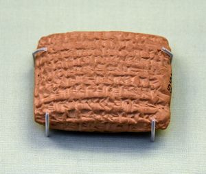 "나보니두스 바빌론 왕 11년 키슬리무 24일"로 기록된 행정 문서. 왕의 아들 벨-샤라-우수르(벨사살)의 노예를 언급하고 있다. 벨사살이 섭정으로 활동하고 있지만, 공식적인 날짜는 나보니두스가 여전히 재위 중임을 보여준다. 이라크 보르시파 출토