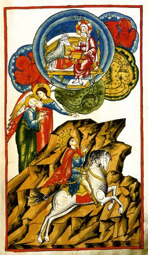 “내가 보니, 흰 말이 있고 그 탄 자가 활을 가졌으며, 그에게 면류관이 주어지고 그는 정복하며 나아가서 정복하더라.” 17세기 모스크바 톨코비 아포칼립스의 백마 기병