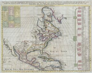 1720년 프랑스 지도. 아카디아는 현재 뉴브런즈윅 지역까지 확장되어 있다.